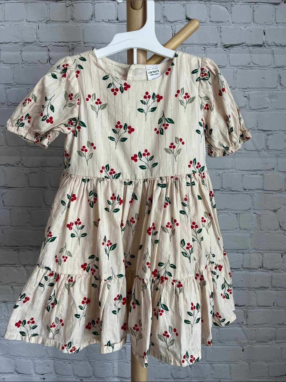 ⭐️⭐️PICK 5 / $20 Carter's Cream Dress with Red Cherry Motif